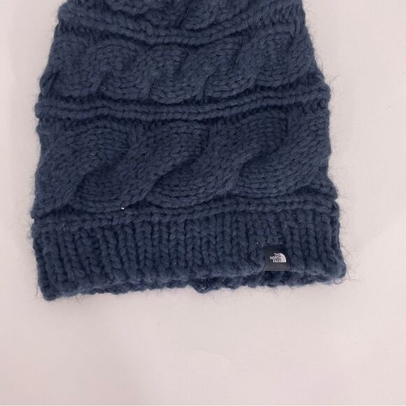 The North Face Navy Blue Knit with Grey Pom Pom Winter Hat - Picture 3 of 3
